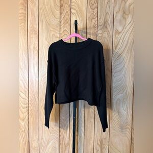 Black Lightweight Cropped Knit Sweater